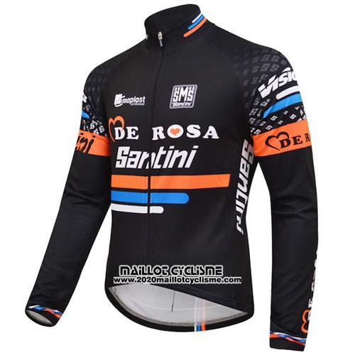 2015 Maillot Ciclismo DE Rose Noir et Orange Manches Longues et Cuissard